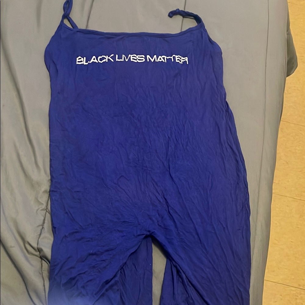 Blue Jumpsuit with Black Lives Matter Print